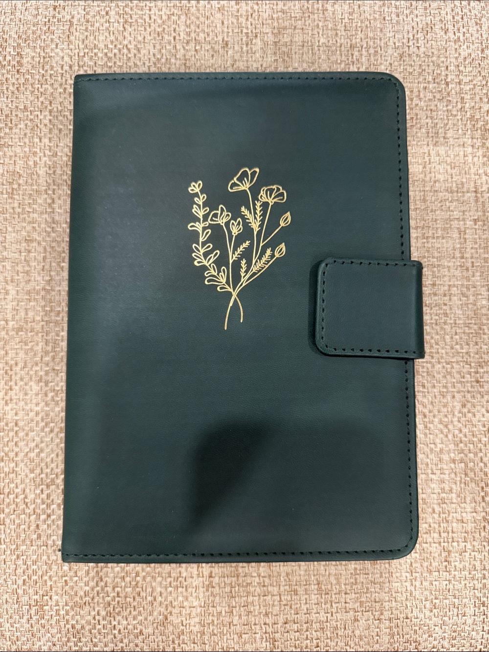 Dark Green Floral Tablet Folio Case with Magnetic Closure